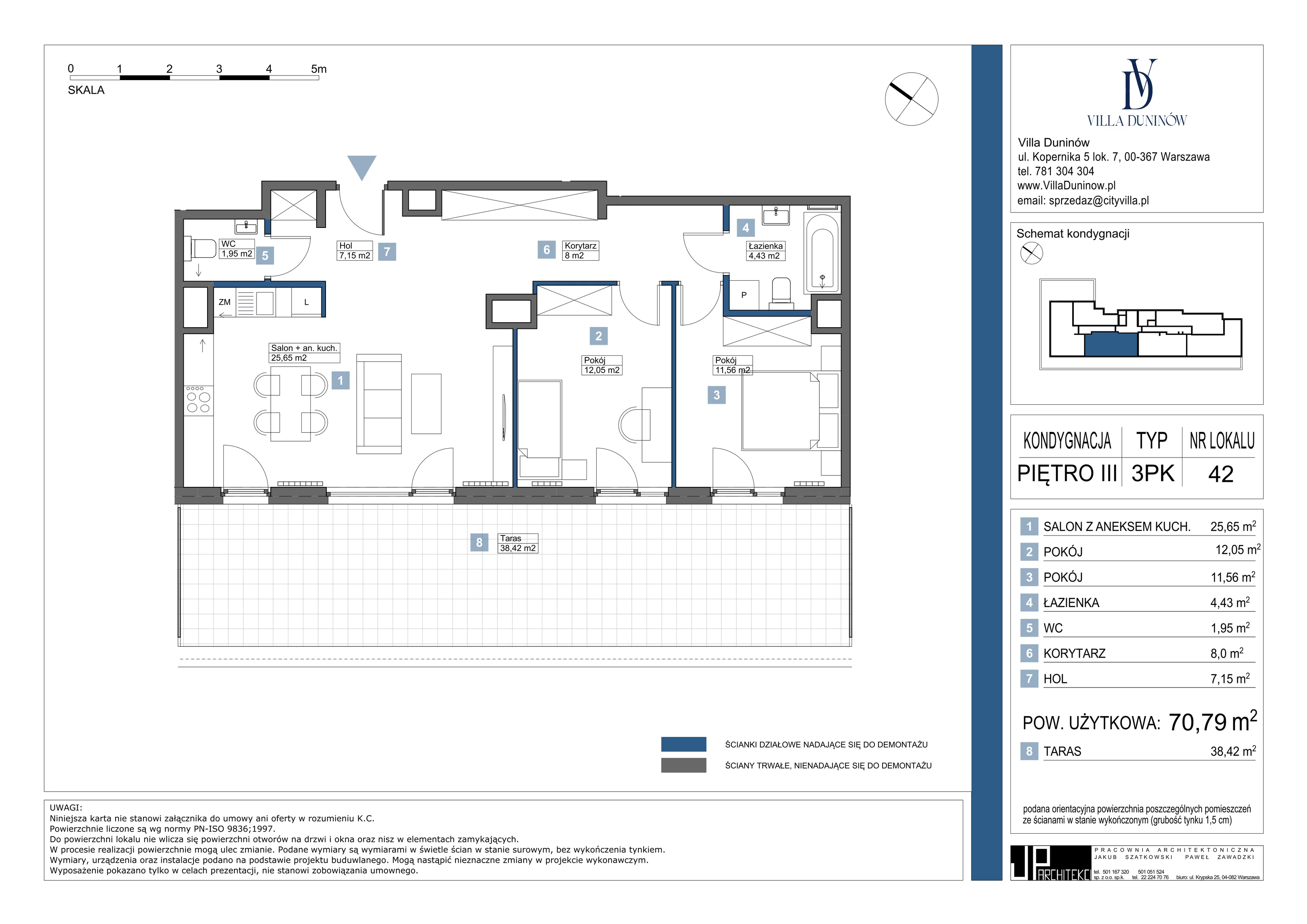 Mieszkanie 70,79 m², piętro 3, oferta nr 42, Villa Duninów, Warszawa, Białołęka, Henryków, ul. Duninów 7